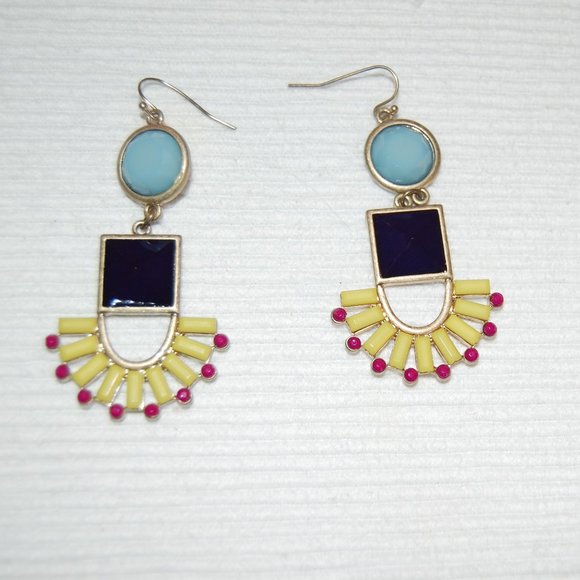 No Tags/No Markings Jewelry - STATEMENT EARRINGS-Blue/Black/Yellow & Red Wire Earrings
